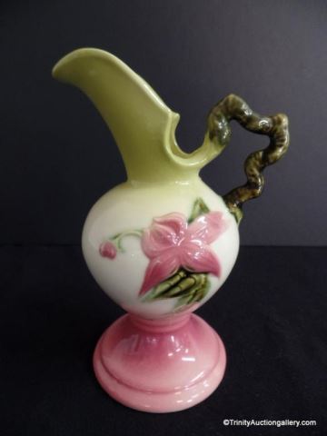 Appraisal: Hull Pottery Woodland Chartreuse Pink Ewer Glossy Vase is from