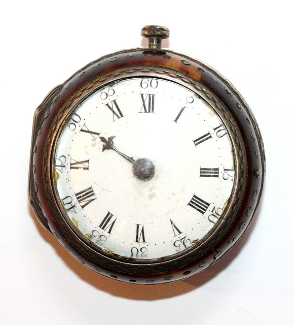 Appraisal: A TORTOISESHELL PAIR CASE POCKET WATCH with white enamel dial