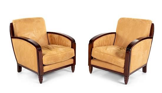 Appraisal: Art Deco France Early th Century Pair of Lounge Chairs