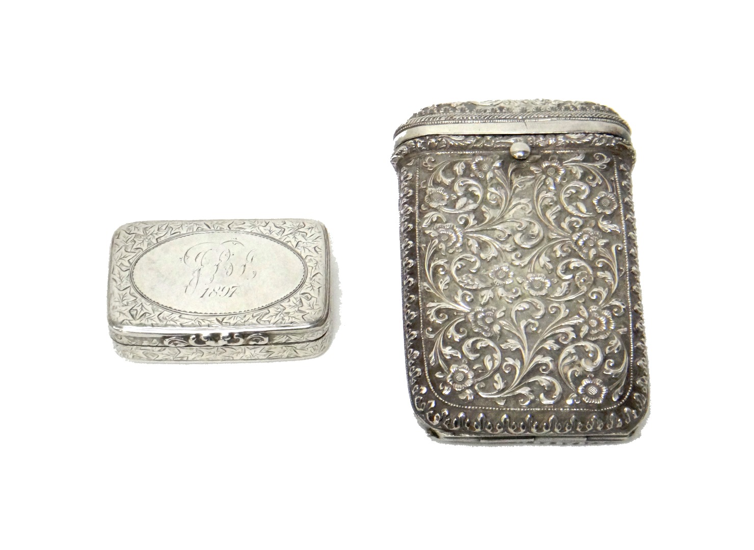 Appraisal: An Eastern curved rectangular hinged cigarette case decorated with floral