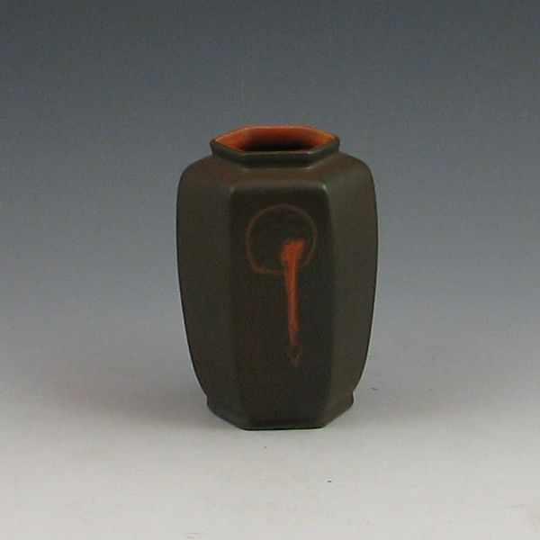 Appraisal: Roseville Hexagon - '' cabinet vase Marked with Rv ink