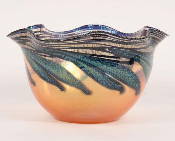 Appraisal: Charles Lotton American b studio glass vase entitled Sunset internally