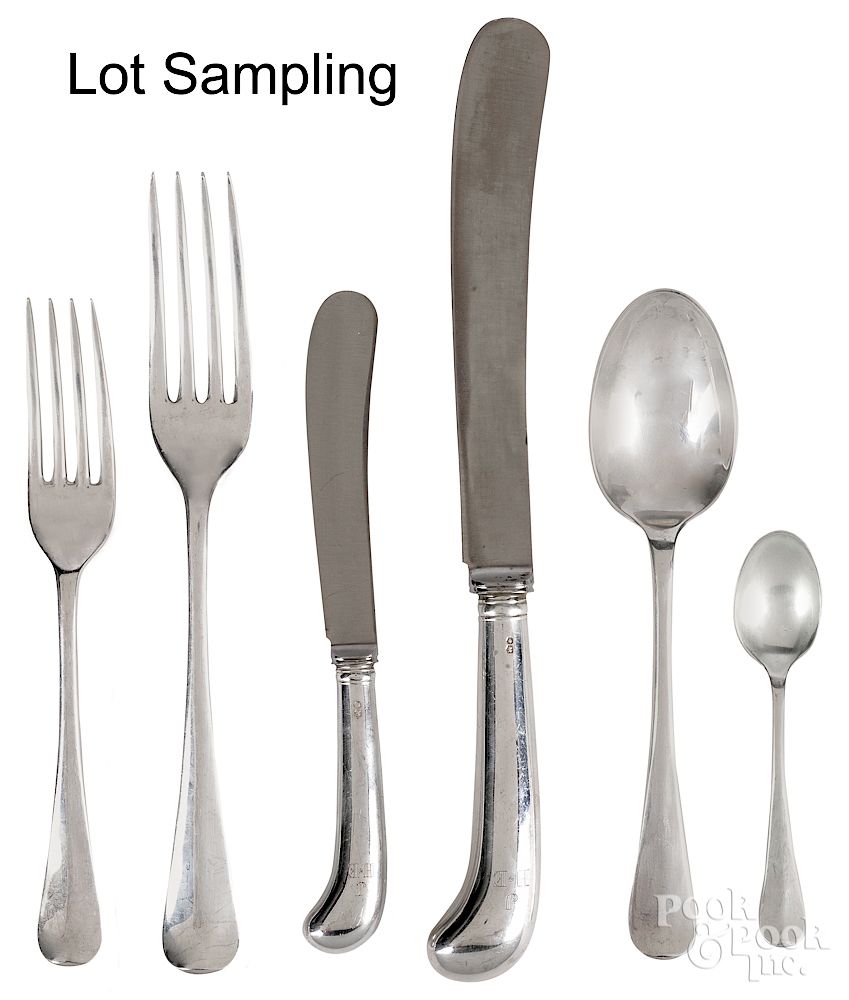 Appraisal: English silver flatware service English silver flatware service - twelve