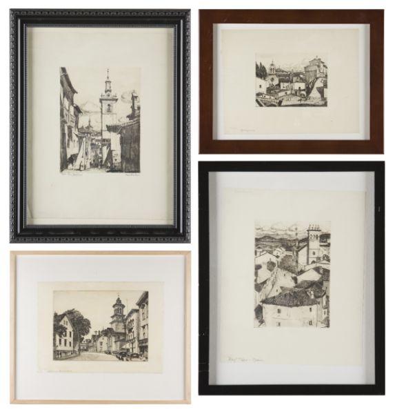 Appraisal: Max Kuehne NY - Etchings as follows Street in Marblehead