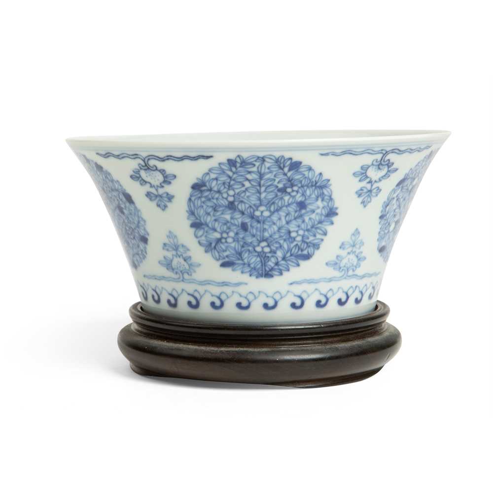 Appraisal: BLUE AND WHITE 'POMEGRANATE' MEDALLION BOWL QIANLONG MARK BUT LATER