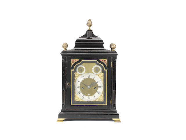 Appraisal: A good mid th century ebonised table clock of small