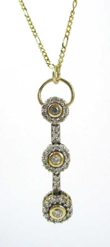 Appraisal: DIAMOND AND FOURTEEN KARAT GOLD PENDANT NECKLACE suspended on a