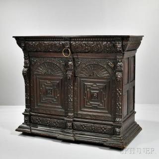 Appraisal: Renaissance Revival Walnut Court Cupboard England or America late th