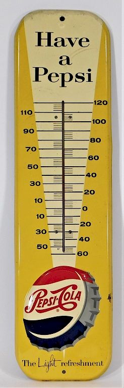 Appraisal: C Pepsi Cola Embossed Advertising Thermometer United States Circa Have