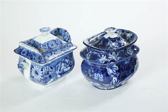 Appraisal: TWO HISTORICAL BLUE COVERED SUGARS One Clews with scene of