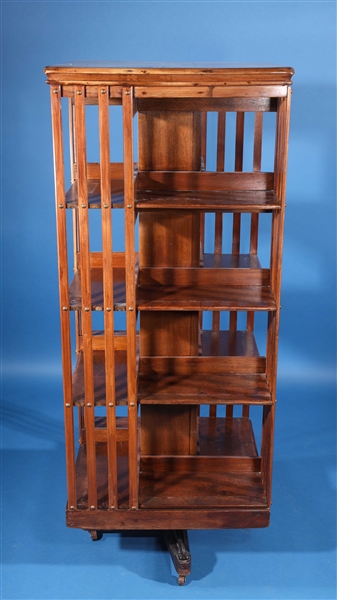 Appraisal: Antique rotating wooden book shelf with four tiers by Danner's