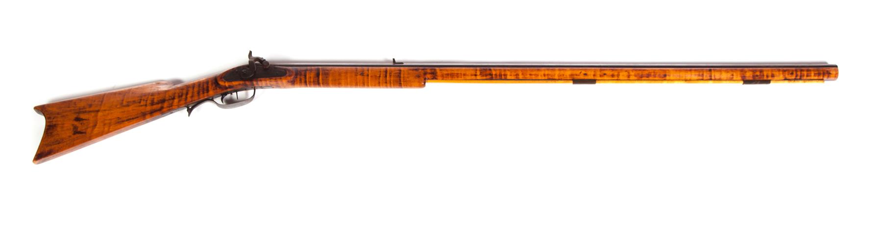 Appraisal: AMERICAN PERCUSSION RIFLE First half- th century Curly maple full