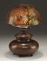 Appraisal: SIGNED TIFFANY PINE NEEDLE LAMP Beautiful Tiffany pine needle overlay