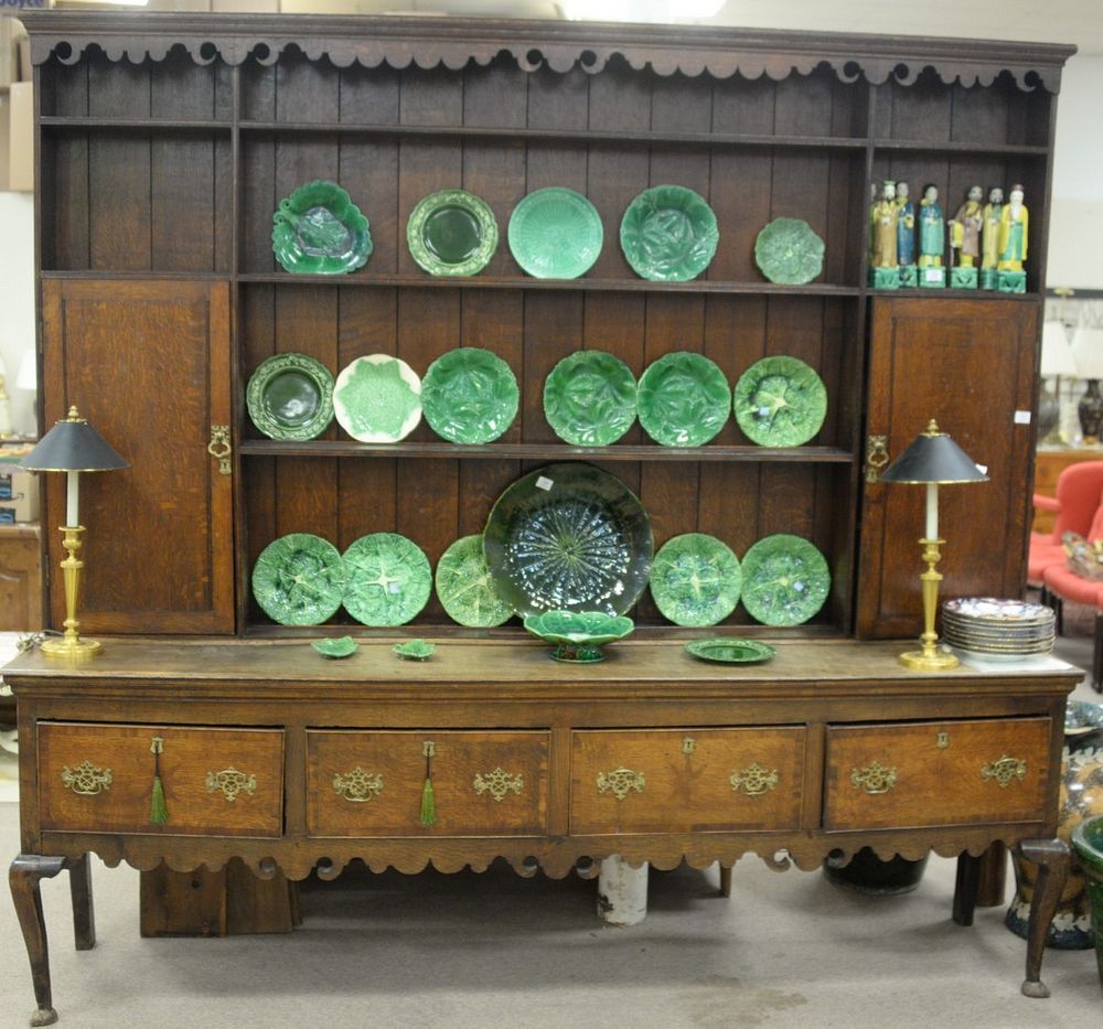 Appraisal: Large Oak Welsh Dresser in two parts legs spliced height