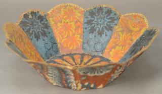 Appraisal: Wallpaper flower form paneled bowl with scalloped top ht in