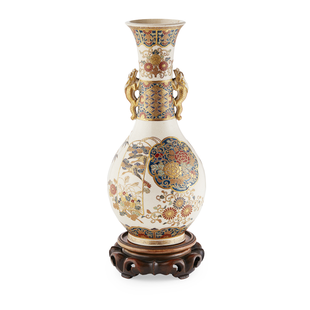 Appraisal: SATSUMA BALUSTER VASE EARLY TH CENTURY painted in polychrome colours