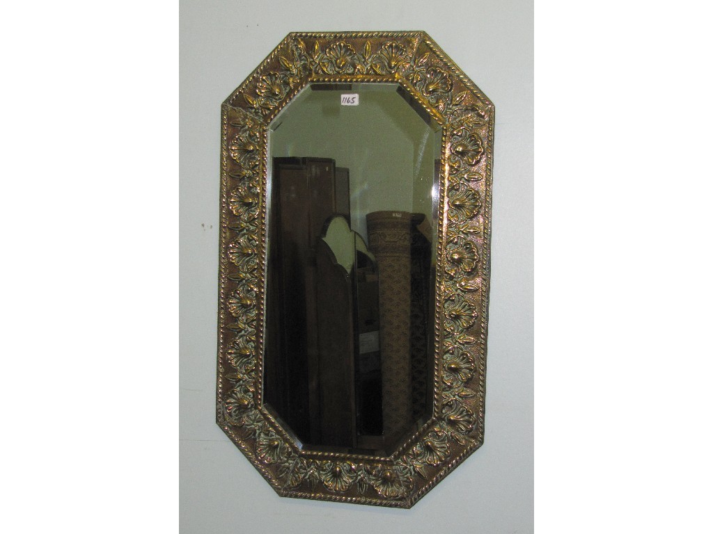 Appraisal: Brass octagonal wall mirror