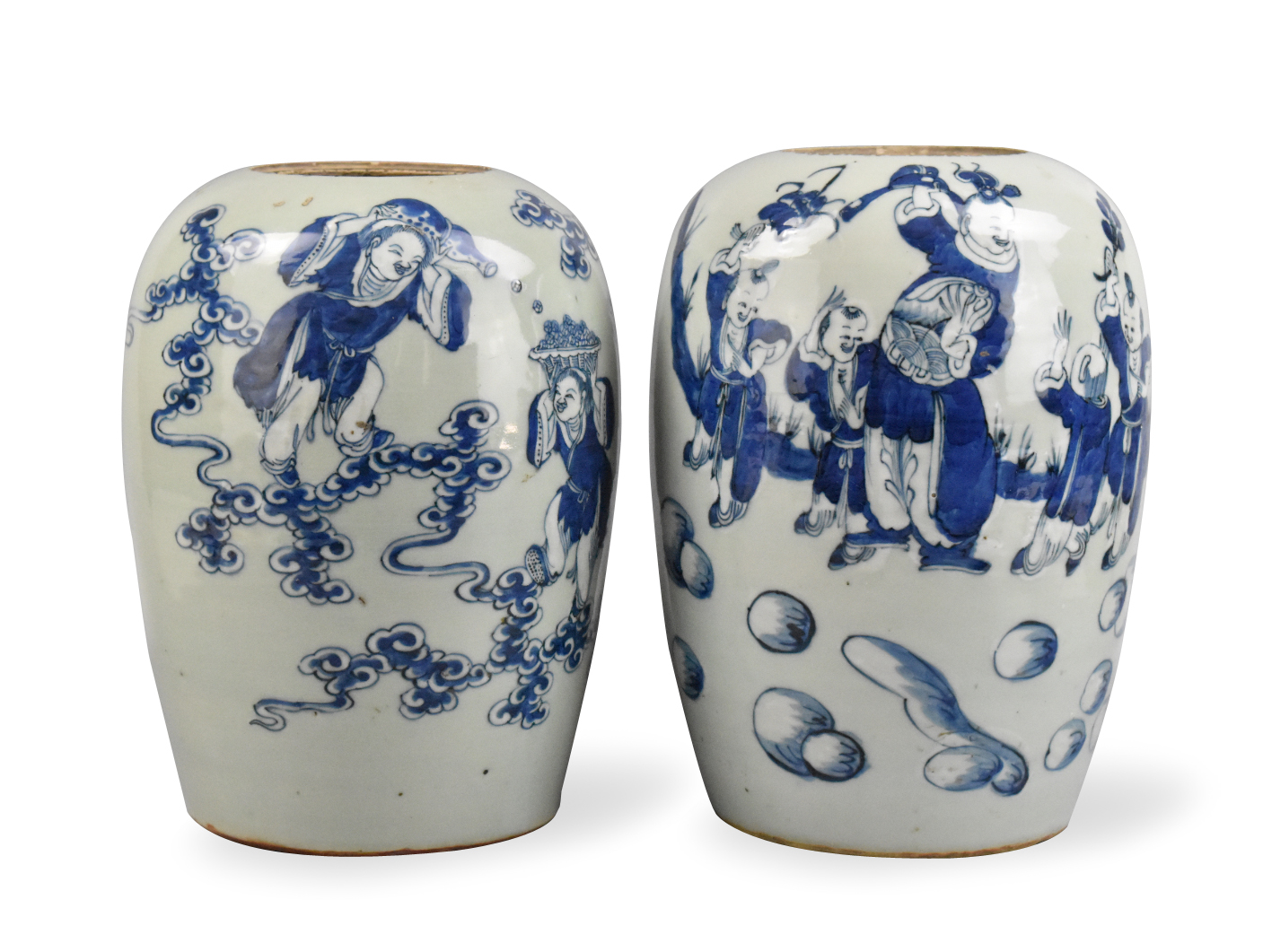 Appraisal: A pair of Chinese celadon black white vases with figures