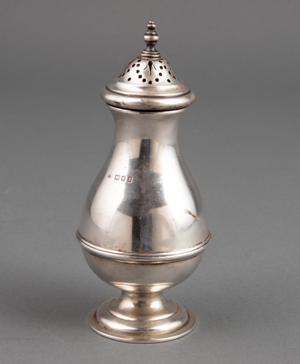 Appraisal: English Sterling Silver Sugar Castor London plain baluster form on