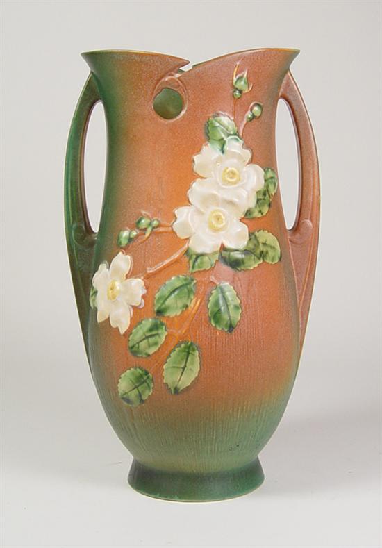 Appraisal: Roseville Vase Brown background glaze with green deep overtones Florals