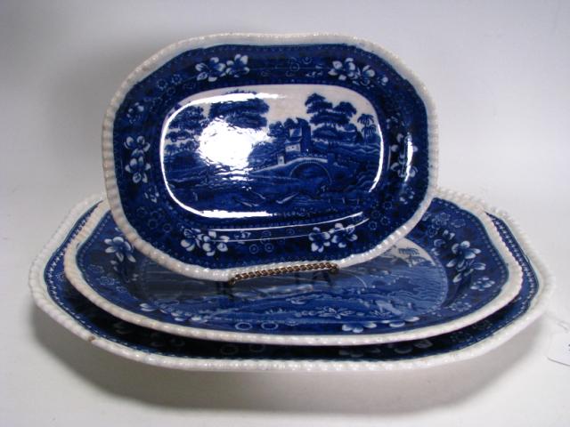 Appraisal: Copeland Spode's Tower blue porcelain items including three meat platters