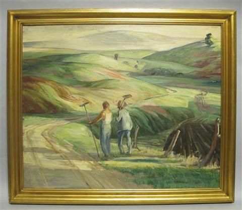 Appraisal: FIELD SCENE Oil on canvas x in sight Framed