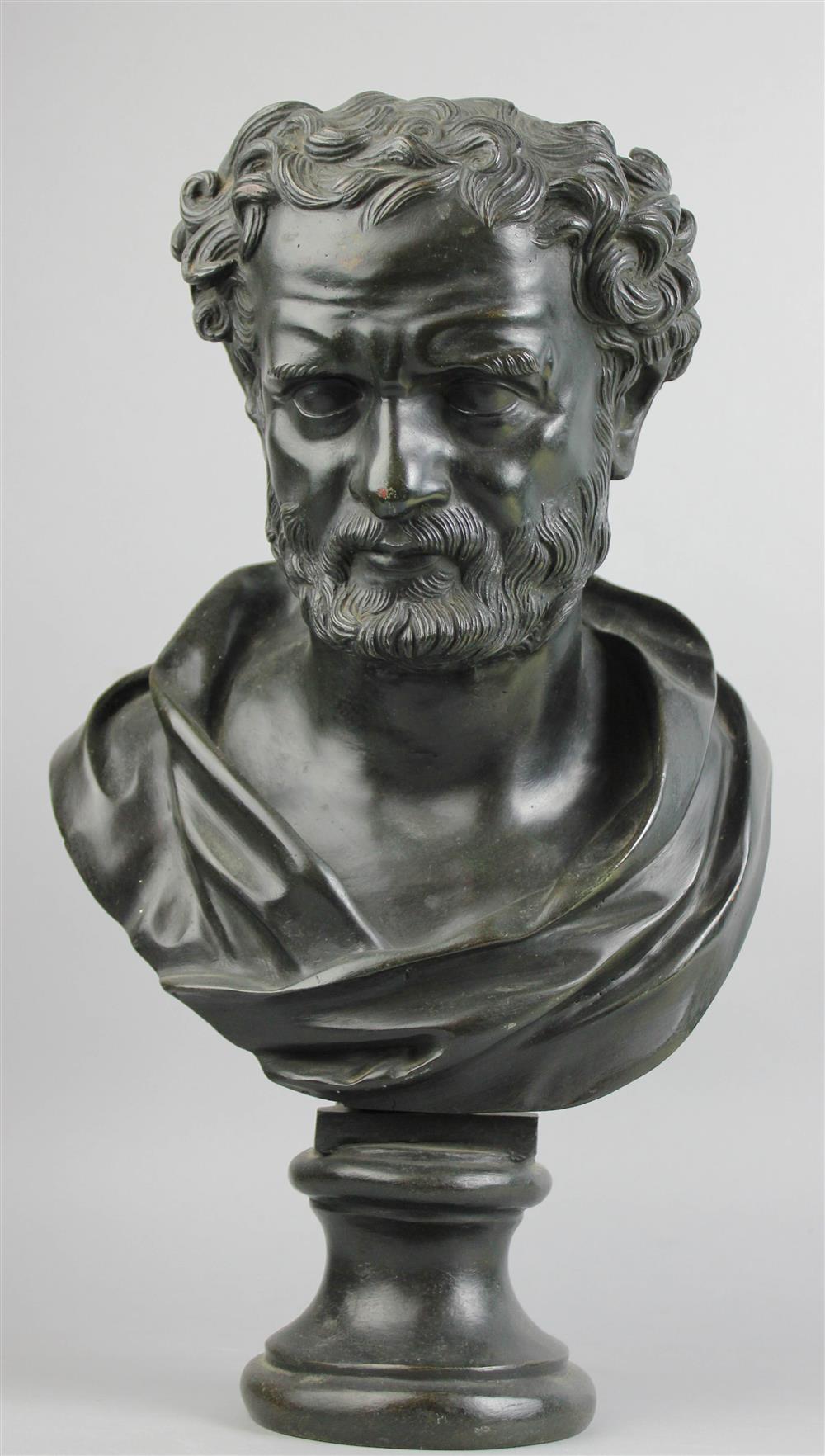 Appraisal: BRONZE BUST OF DEMOCRITUS AFTER THE ANTIQUE ITALIAN PROBABLY TH