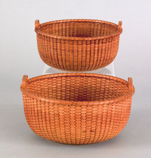 Appraisal: Two Nantucket nesting lightship baskets ca bearing the label of