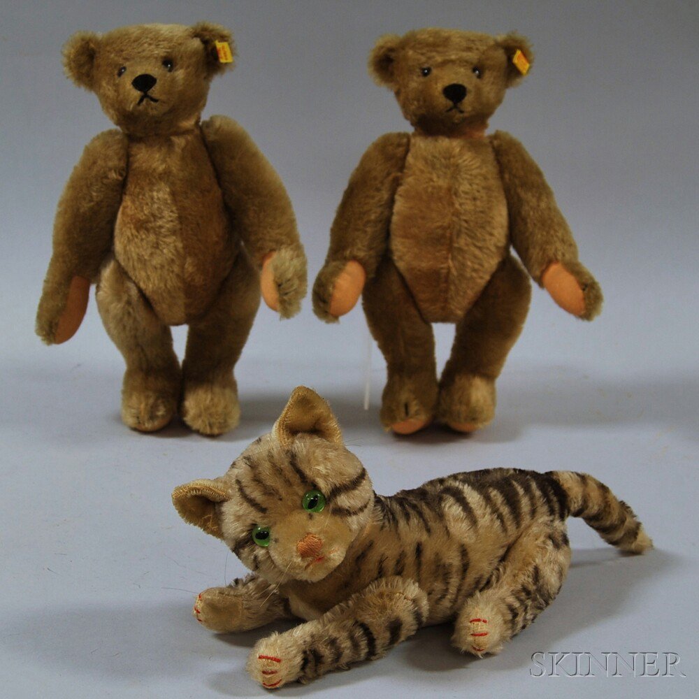 Appraisal: Three Steiff Plush Mohair Animals a pair of Margaret Strong