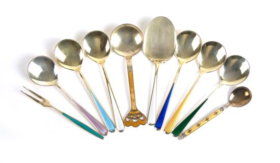 Appraisal: Six Norwegian Sterling Silver Gilded Demitasse Spoons Length of longest