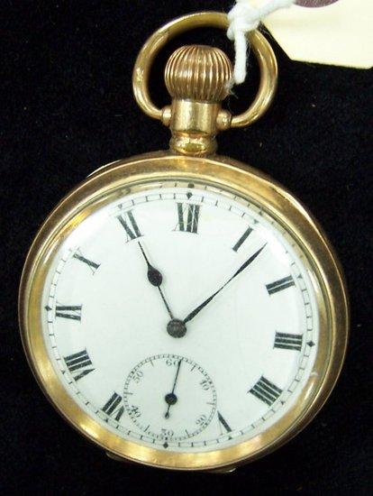 Appraisal: A gold plated pocket watch the case by Dennison numbered