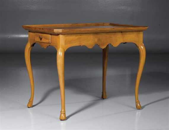 Appraisal: WALNUT SALON TABLE Louis XV Bern th century Finely inlaid