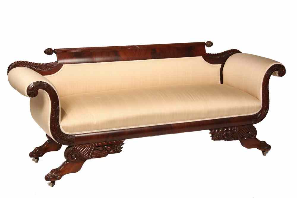 Appraisal: SOFA - Circa Replica Classical Form Mahogany Sofa straight back