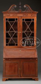 Appraisal: FINE CHIPPENDALE MAHOGANY SECRETARY BOOKCASE Circa Maryland possibly Annapolis The