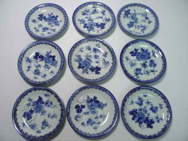 Appraisal: Lot of nine Chinese blue and white floral porcelain plates