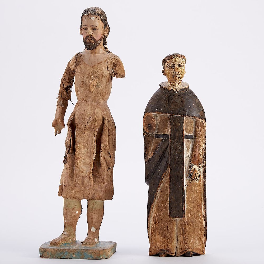 Appraisal: th c Spanish Colonial Santos Figures Group of two th