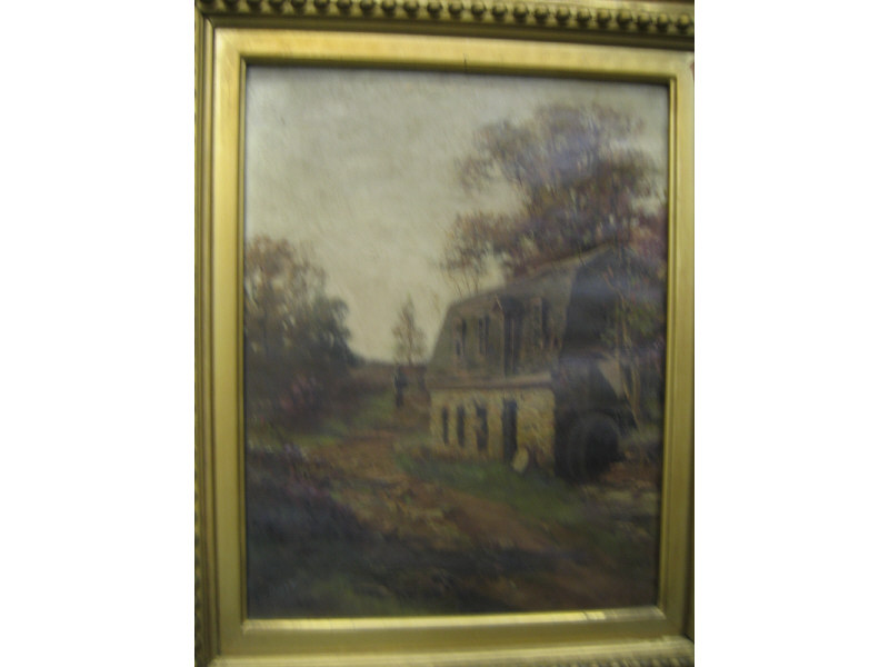 Appraisal: J N HESS TH CENTURY Stone Mill oil on canvas