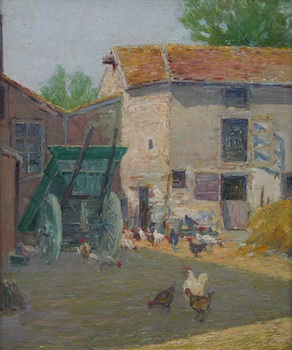 Appraisal: Cullen Owen Cullen Yates American - Farmyard Oil on canvas