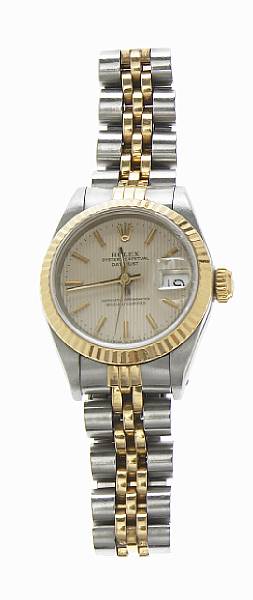 Appraisal: A ladies stainless steel and gold bracelet wristwatch Rolex