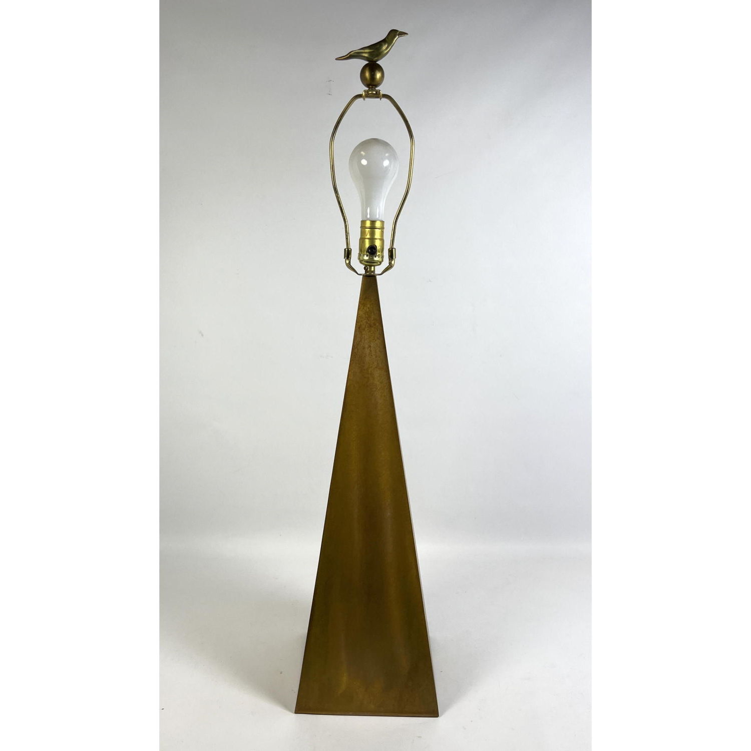 Appraisal: Artist Signed Patinated Bronze Table Lamp with Figural Bird Finial