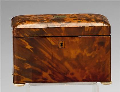 Appraisal: Victorian tortoiseshell veneered and bone tea caddy third quarter th