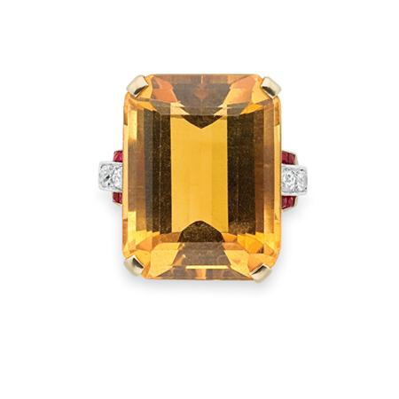 Appraisal: Gold Platinum Citrine Ruby and Diamond Ring Estimate -