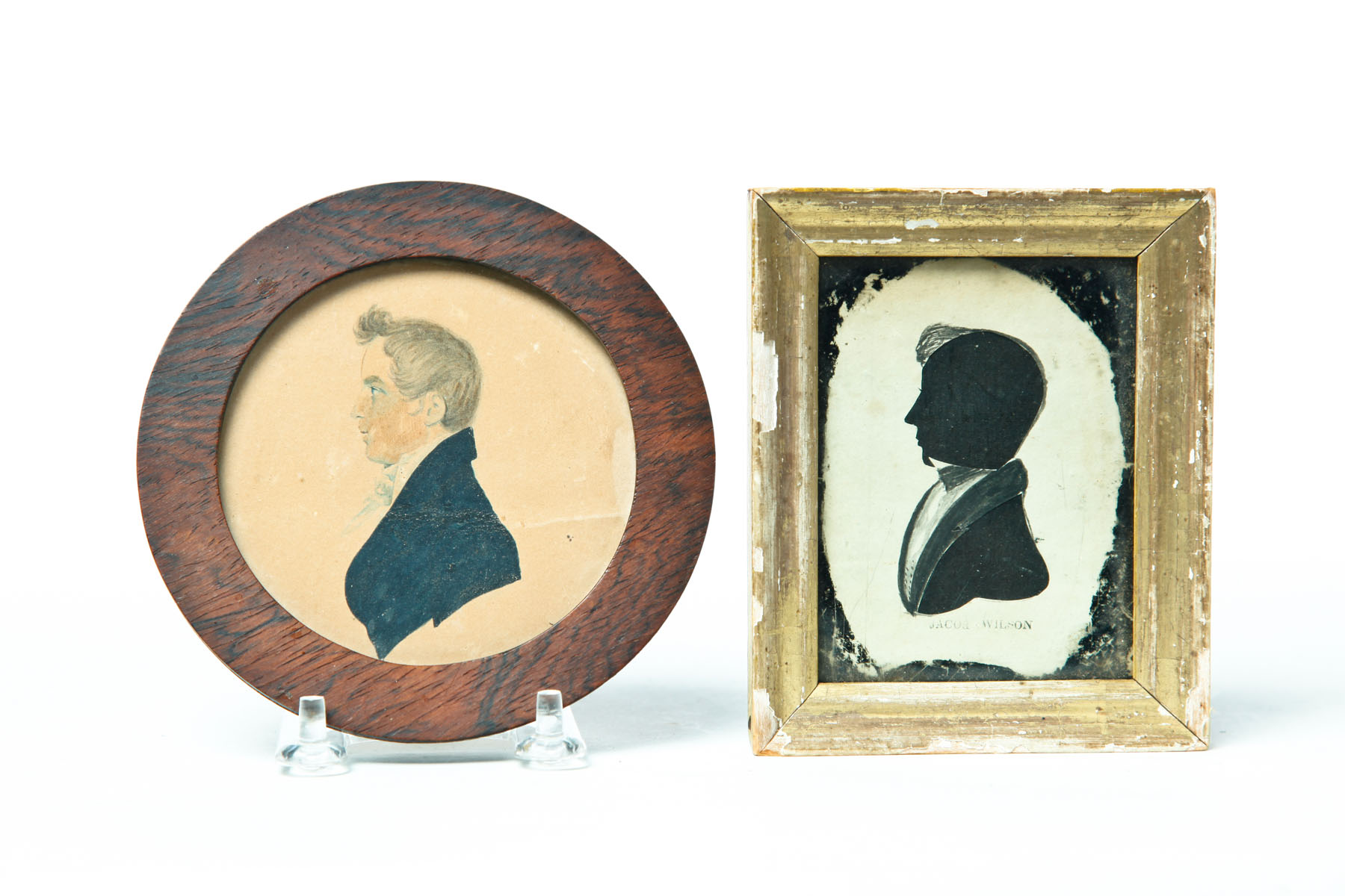 Appraisal: FRAMED SILHOUETTE AND MINIATURE PORTRAIT OF YOUNG MEN American nd