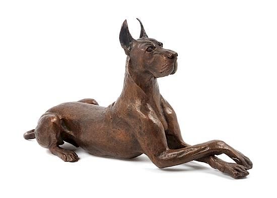 Appraisal: A Bronze Great Dane Sculpture Width inches A Bronze Great