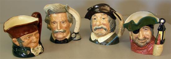 Appraisal: Four Royal Doulton Jugs Sancho Panca D Mark Twain D