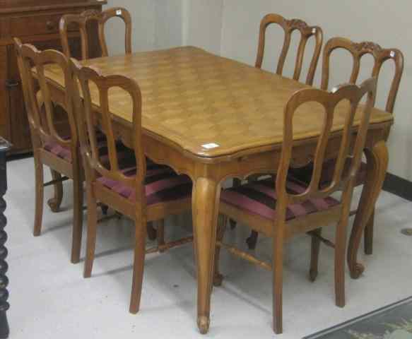 Appraisal: FRENCH PROVINCIAL STYLE OAK DINING TABLE AND CHAIR SET comprising