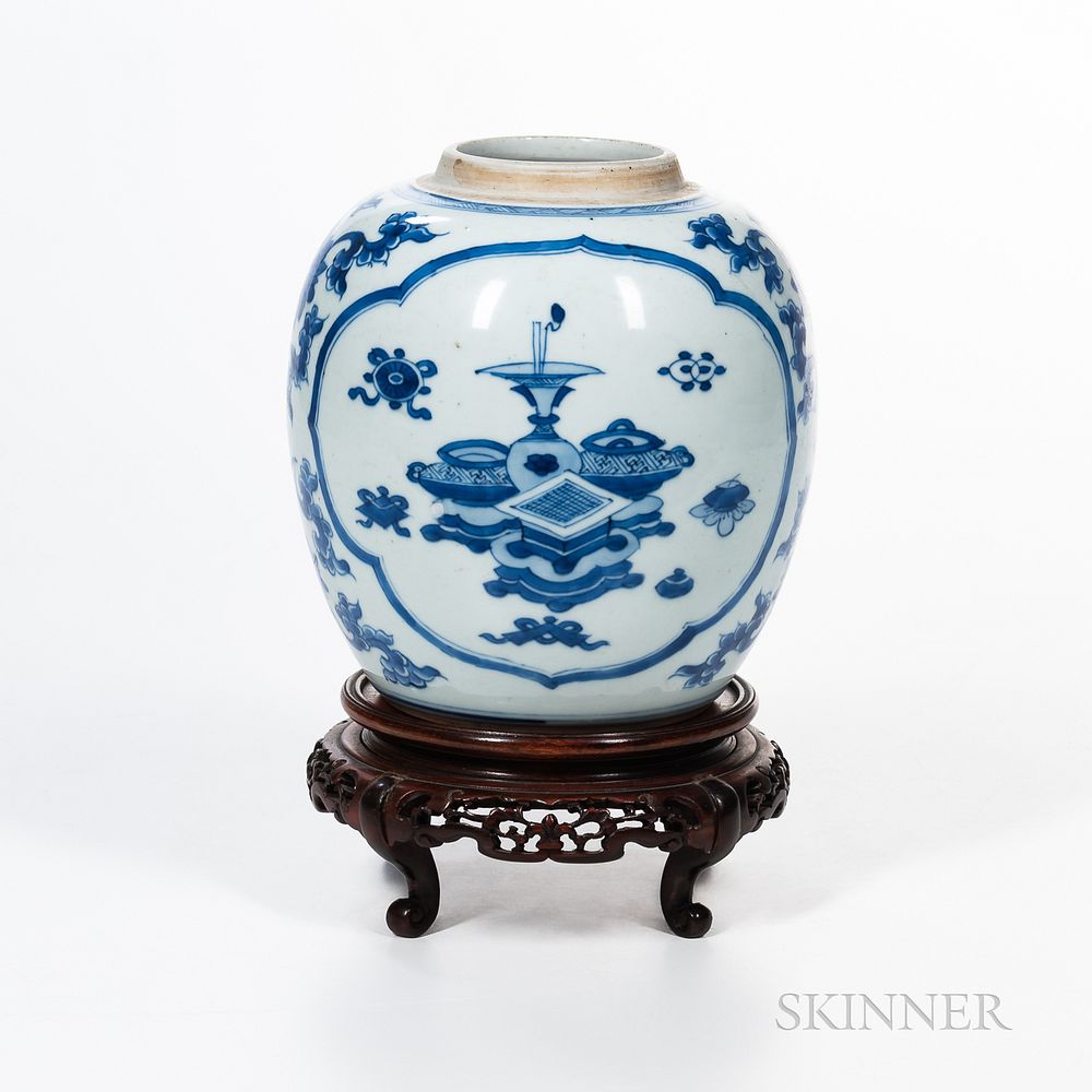 Appraisal: Blue and White Jar Blue and White Jar China possibly