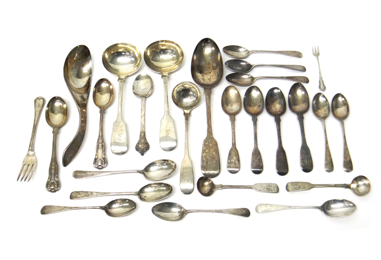 Appraisal: Silver table flatware comprising a pair of Victorian fiddle pattern