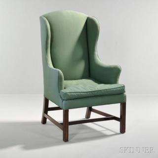 Appraisal: Upholstered Mahogany Easy Chair New England c late th century