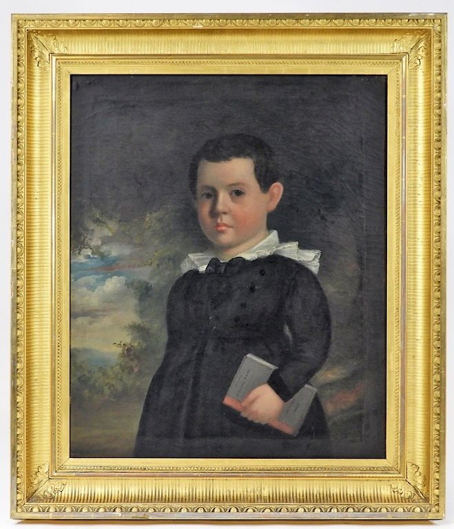 Appraisal: C American O C Portrait Painting of a Young Boy